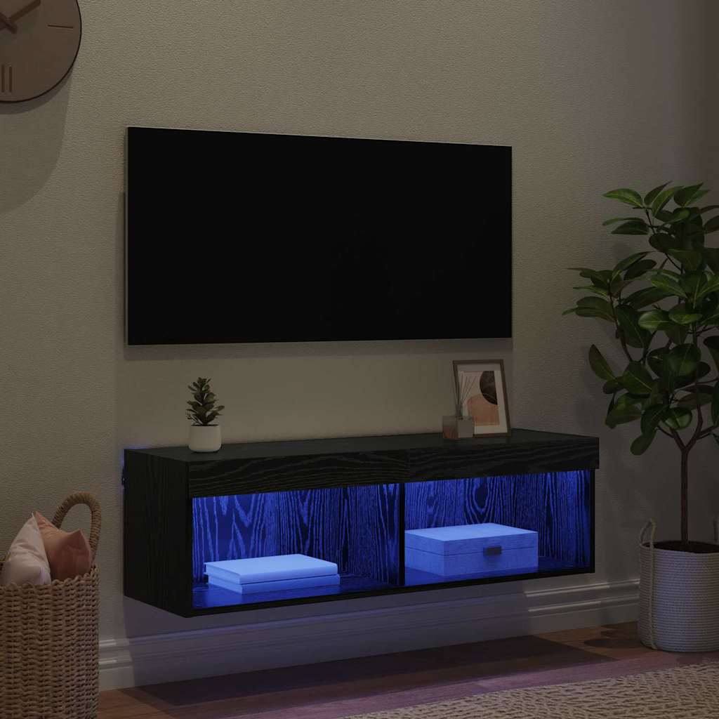 vidaXL TV Wall Cabinet Black Oak 100 x 30 x 30 cm Engineered Wood