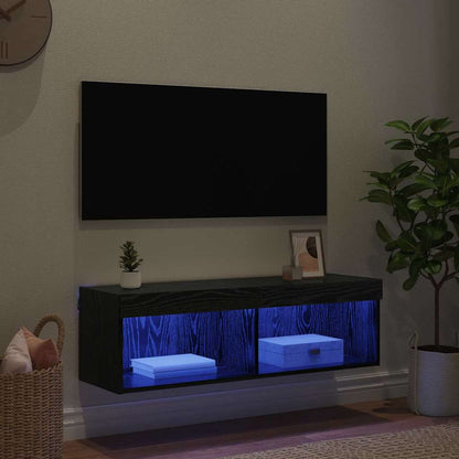 vidaXL TV Wall Cabinet Black Oak 100 x 30 x 30 cm Engineered Wood