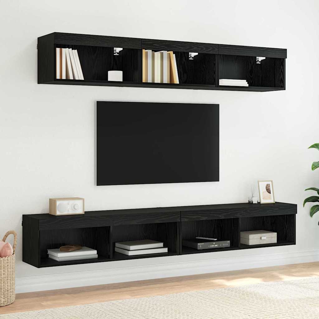 vidaXL TV Wall Cabinet Black Oak 100 x 30 x 30 cm Engineered Wood