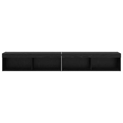 vidaXL TV Cabinet Set 2 pcs Black Oak 100 x 30 x 30 cm Engineered Wood