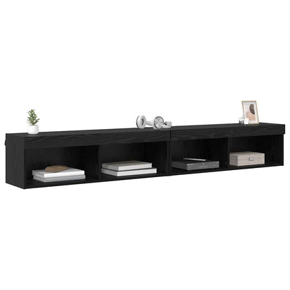 vidaXL TV Cabinet Set 2 pcs Black Oak 100 x 30 x 30 cm Engineered Wood