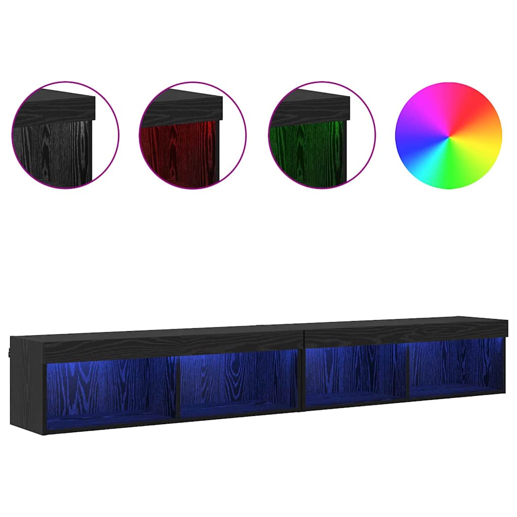 vidaXL TV Cabinet Set 2 pcs Black Oak 100 x 30 x 30 cm Engineered Wood