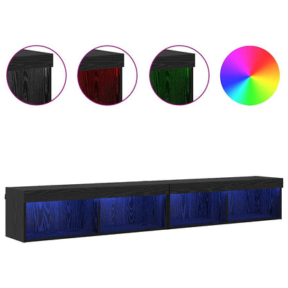 vidaXL TV Cabinet Set 2 pcs Black Oak 100 x 30 x 30 cm Engineered Wood