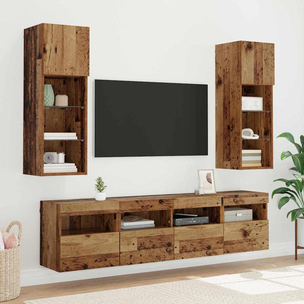 vidaXL TV Wall Cabinets 2 pcs Old Wood 40 x 30 x 40 cm Engineered Wood