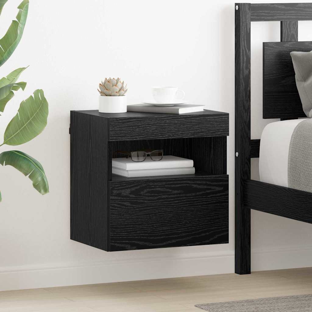 vidaXL TV Wall Cabinets with LED 2 pcs Black Oak 40 x 30 x 40 cm