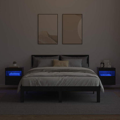 vidaXL TV Wall Cabinets with LED 2 pcs Black Oak 40 x 30 x 40 cm