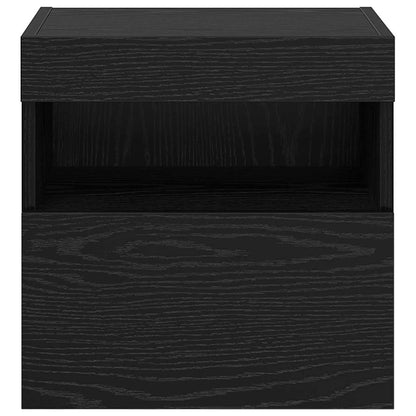 vidaXL TV Wall Cabinets with LED 2 pcs Black Oak 40 x 30 x 40 cm
