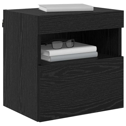 vidaXL TV Wall Cabinets with LED 2 pcs Black Oak 40 x 30 x 40 cm