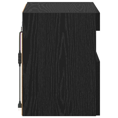 vidaXL TV Wall Cabinets with LED 2 pcs Black Oak 40 x 30 x 40 cm