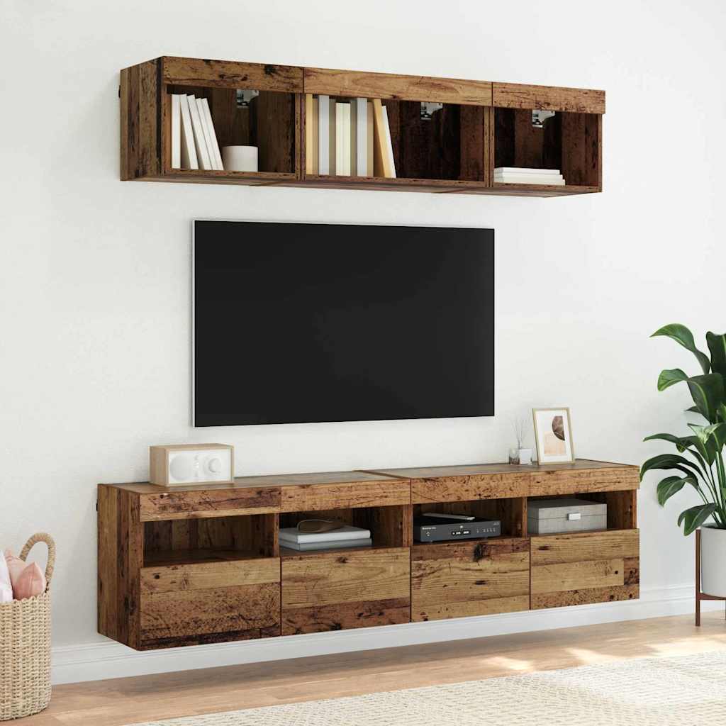 vidaXL TV Wall Cabinets 2 pcs Old Wood 80 x 30 x 40 cm Engineered Wood