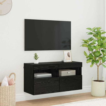 vidaXL TV Wall Cabinet Black Oak 80 x 30 x 40 cm Engineered Wood