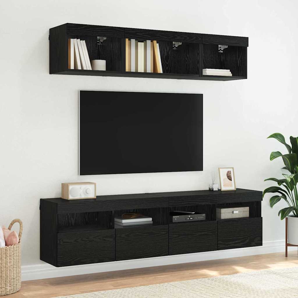 vidaXL TV Wall Cabinet Black Oak 80 x 30 x 40 cm Engineered Wood