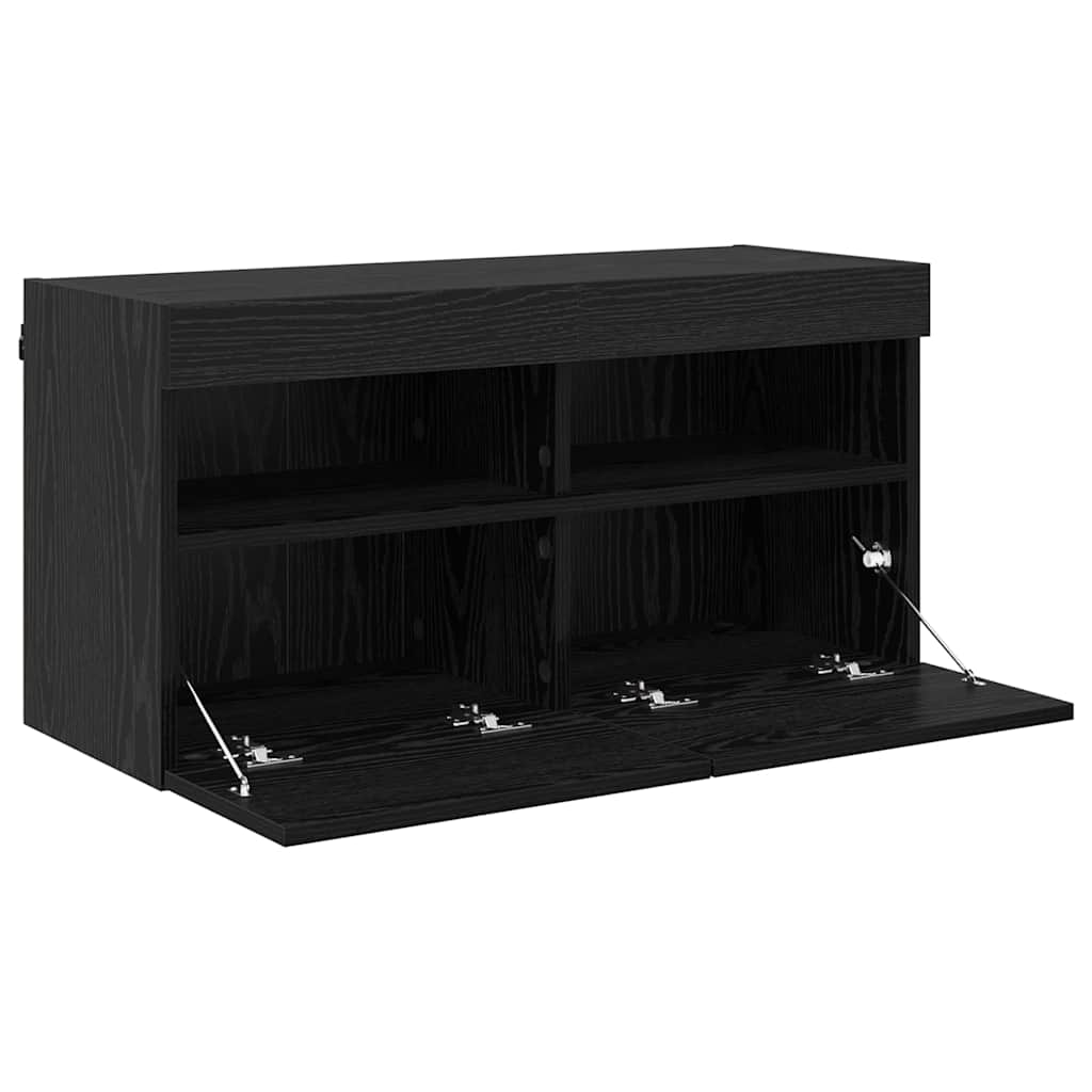 vidaXL TV Wall Cabinet Black Oak 80 x 30 x 40 cm Engineered Wood
