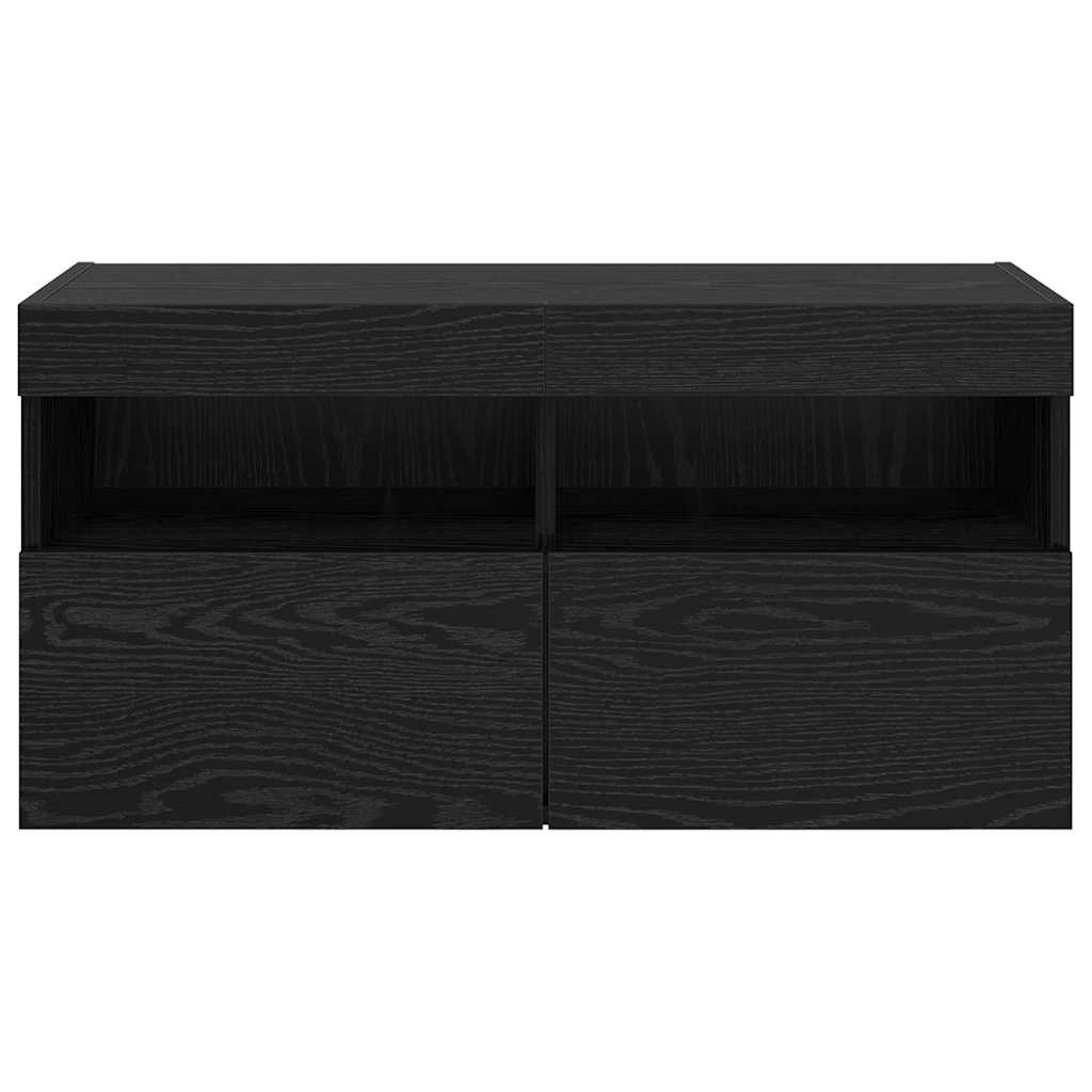 vidaXL TV Wall Cabinet Black Oak 80 x 30 x 40 cm Engineered Wood