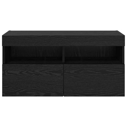 vidaXL TV Wall Cabinet Black Oak 80 x 30 x 40 cm Engineered Wood