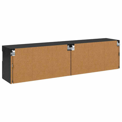 vidaXL TV Wall Cabinets with LED 2 pcs Black Oak 80 x 30 x 40 cm