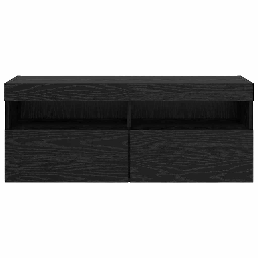 vidaXL TV Wall Cabinet Black Oak 100 x 30 x 40 cm Engineered Wood