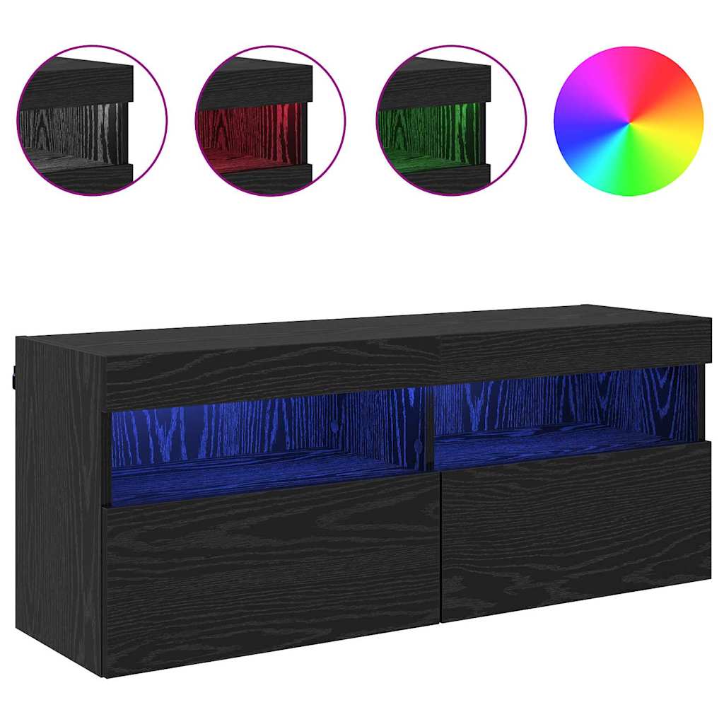 vidaXL TV Wall Cabinet Black Oak 100 x 30 x 40 cm Engineered Wood