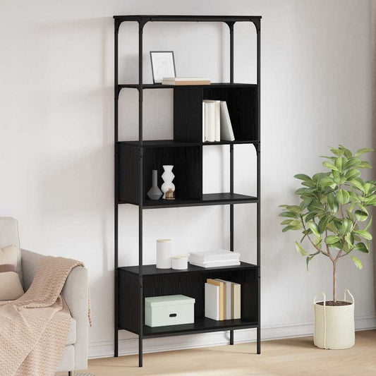 vidaXL Bookcase 7-Tier 76 x 33 x 188.5 cm Engineered Wood Black Oak