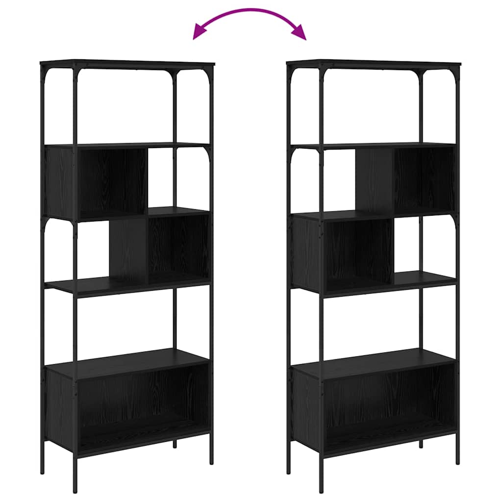 vidaXL Bookcase 7-Tier 76 x 33 x 188.5 cm Engineered Wood Black Oak