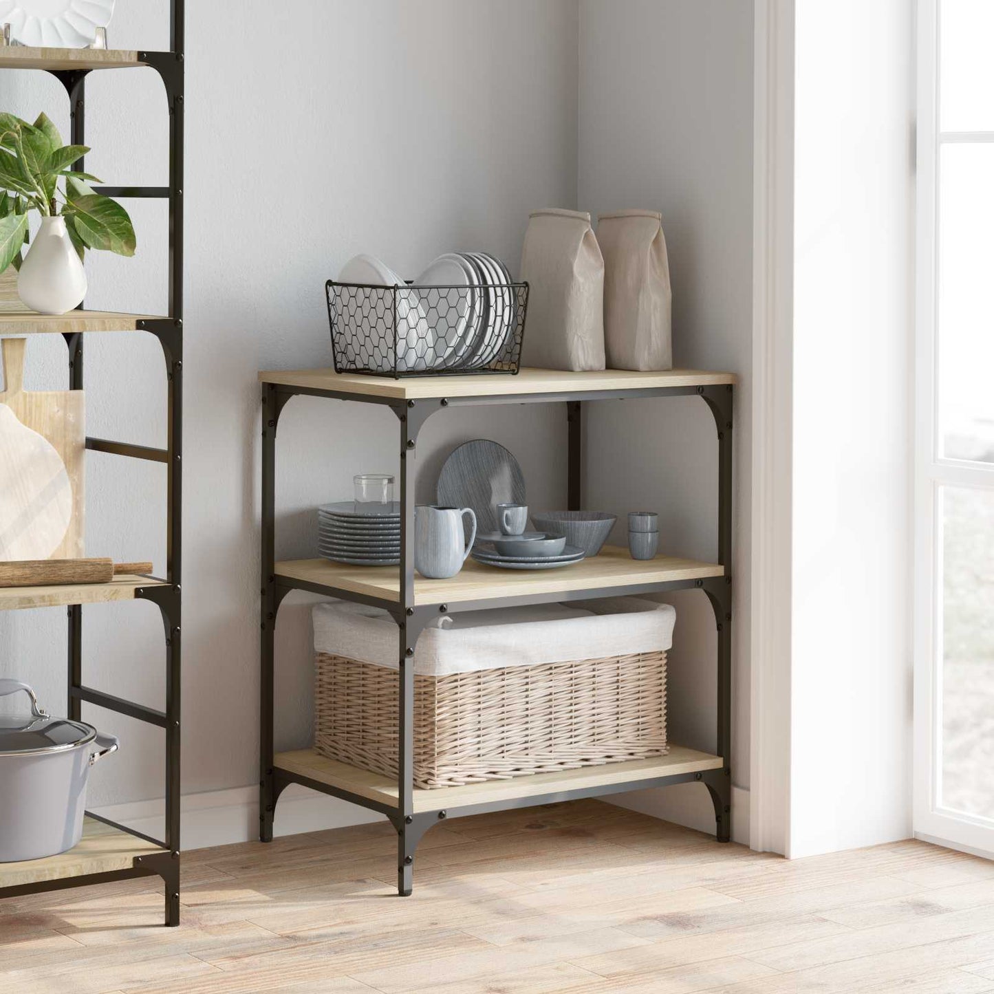 vidaXL Kitchen Trolley Sonoma Oak 60 x 41 x 76 cm Engineered Wood