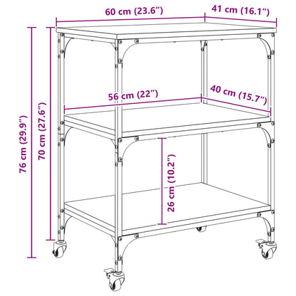 vidaXL Kitchen Trolley Sonoma Oak 60 x 41 x 76 cm Engineered Wood