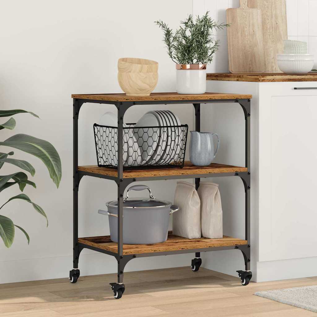 vidaXL Kitchen Trolley Old Wood 60 x 41 x 76 cm Engineered Wood