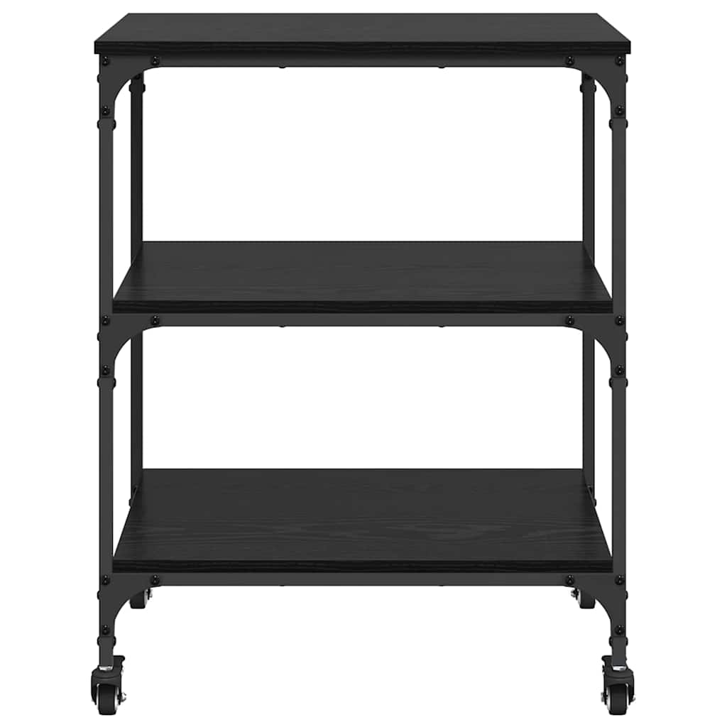 vidaXL Kitchen Trolley Black Oak 60 x 41 x 76 cm Engineered Wood