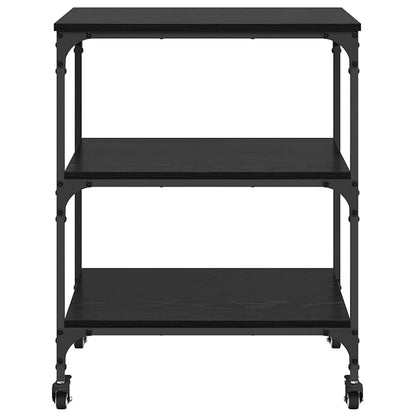 vidaXL Kitchen Trolley Black Oak 60 x 41 x 76 cm Engineered Wood
