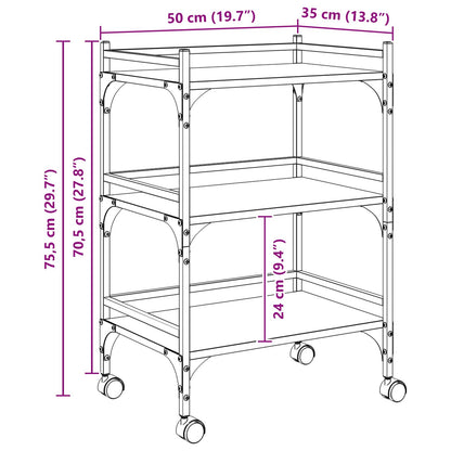 vidaXL Kitchen Trolley Sonoma Oak 50 x 35 x 75.5 cm Engineered Wood