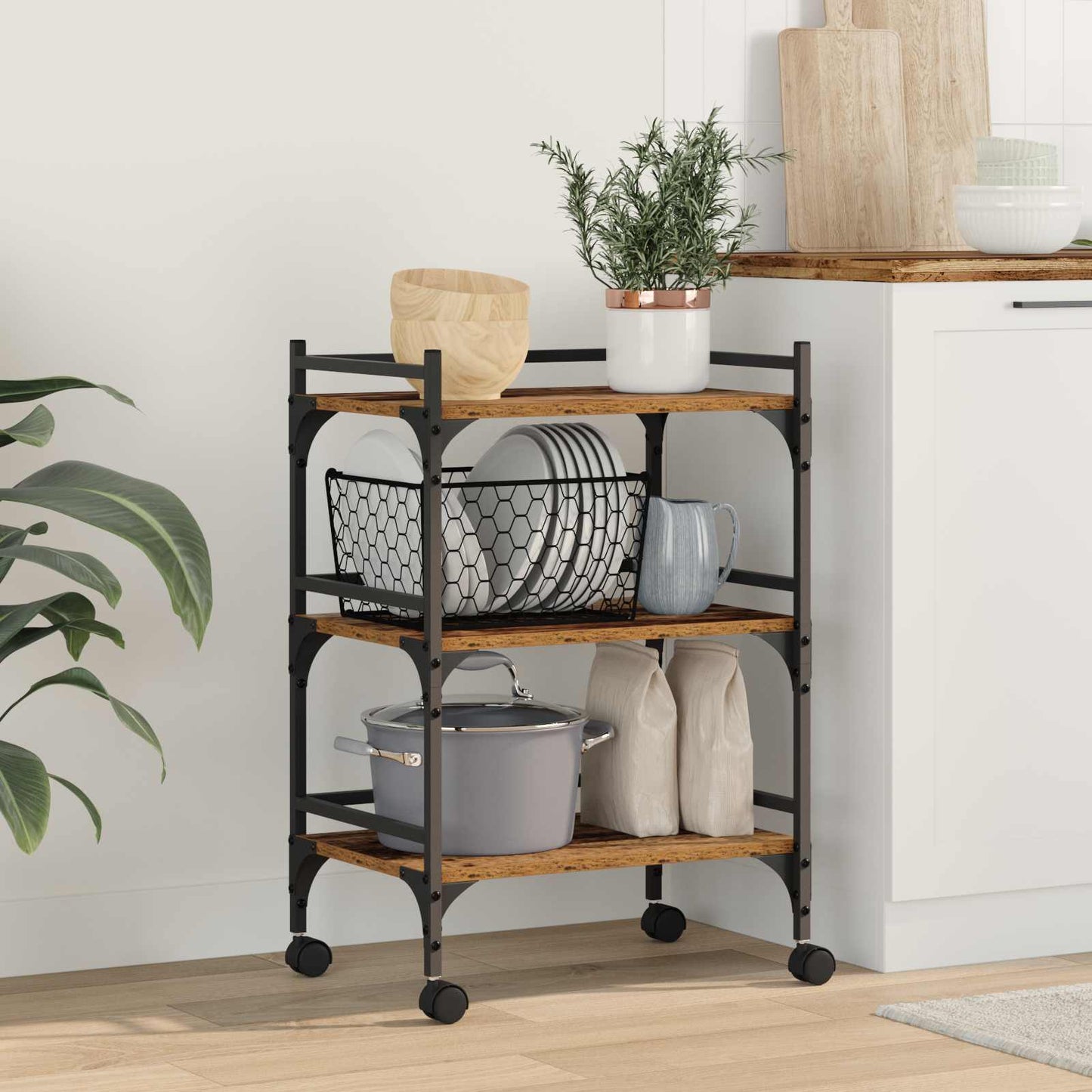 vidaXL Kitchen Trolley Old Wood 50 x 35 x 75.5 cm Engineered Wood