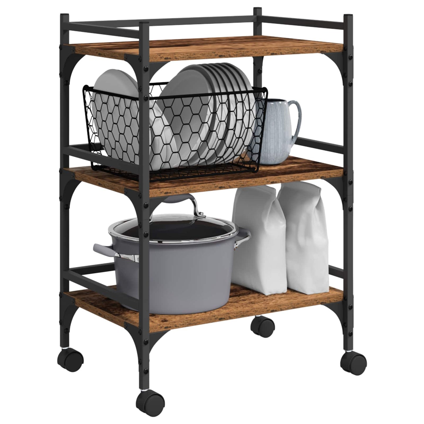 vidaXL Kitchen Trolley Old Wood 50 x 35 x 75.5 cm Engineered Wood
