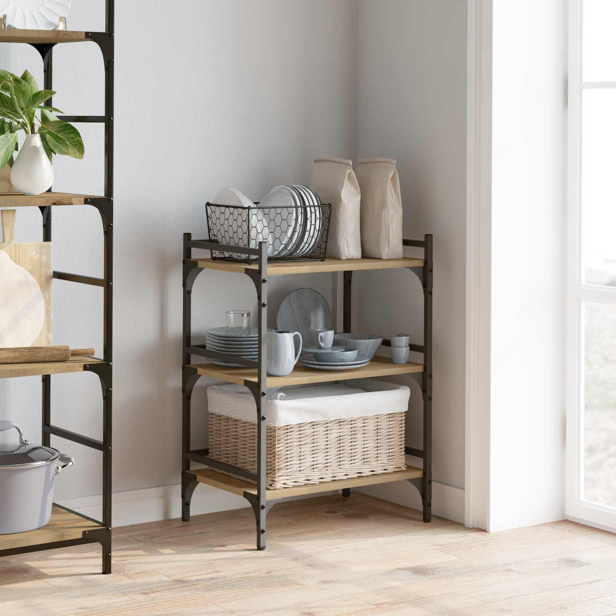 vidaXL Kitchen Trolley Artisan Oak 50 x 35 x 75.5 cm Engineered Wood