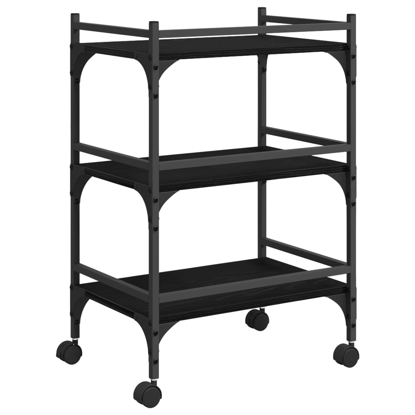 vidaXL Kitchen Trolley Black Oak 50 x 35 x 75.5 cm Engineered Wood