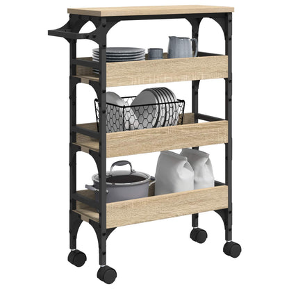 vidaXL Kitchen Trolley Sonoma Oak 53 x 20 x 76 cm Engineered Wood