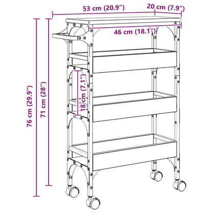 vidaXL Kitchen Trolley Sonoma Oak 53 x 20 x 76 cm Engineered Wood