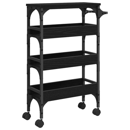 vidaXL Kitchen Trolley Black Oak 53 x 20 x 76 cm Engineered Wood