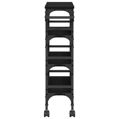 vidaXL Kitchen Trolley Black Oak 53 x 20 x 76 cm Engineered Wood