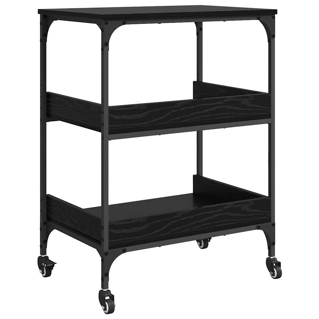 vidaXL Kitchen Trolley Black Oak 60 x 41 x 80.5 cm Engineered Wood