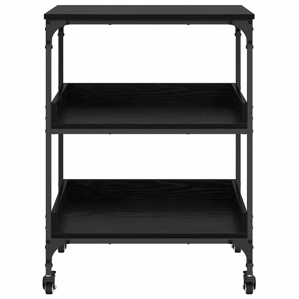 vidaXL Kitchen Trolley Black Oak 60 x 41 x 80.5 cm Engineered Wood
