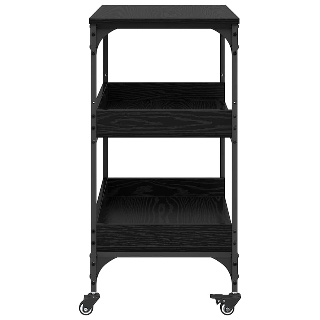 vidaXL Kitchen Trolley Black Oak 60 x 41 x 80.5 cm Engineered Wood