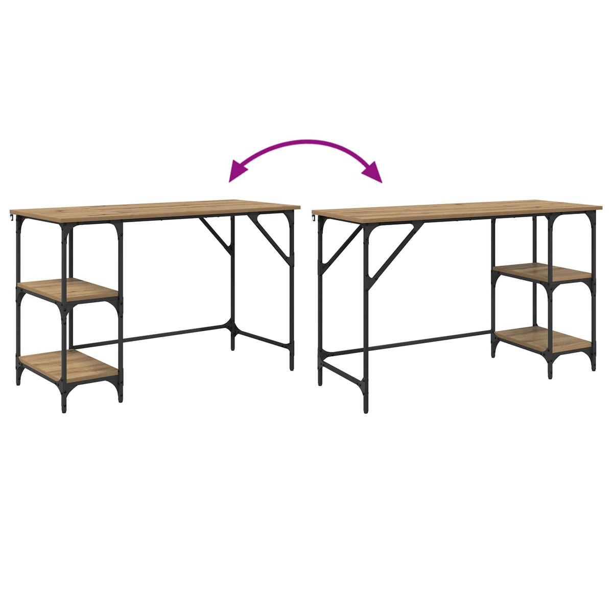 vidaXL Desk Artisan Oak 120 x 50 x 75 cm Engineered Wood