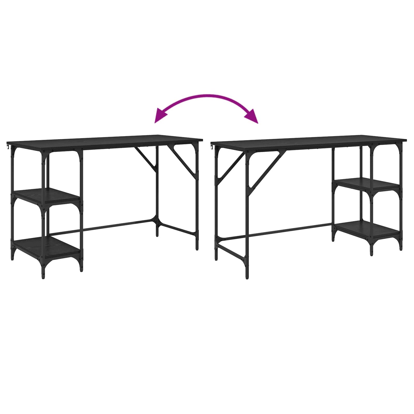 vidaXL Desk Black Oak 120 x 50 x 75 cm Engineered Wood