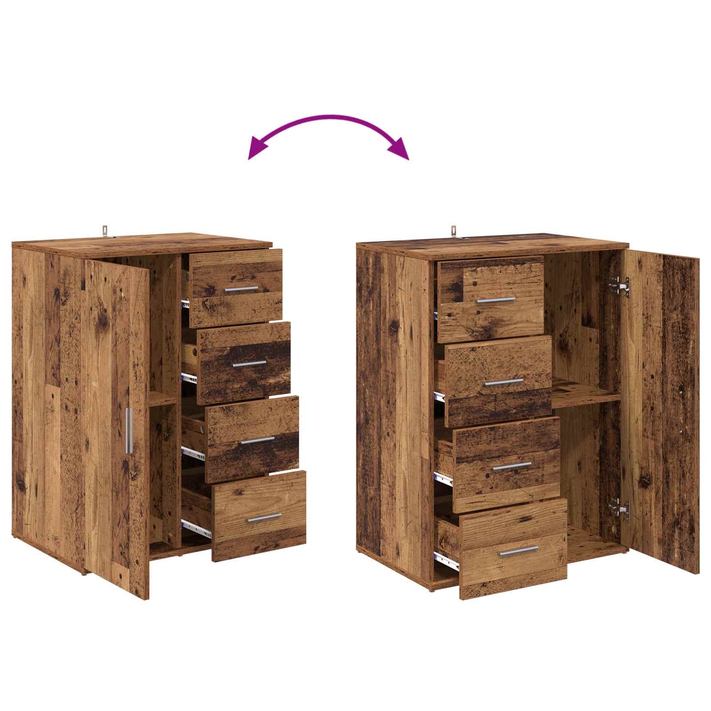 vidaXL Sideboard Old Wood 59 x 39 x 80 cm Engineered Wood