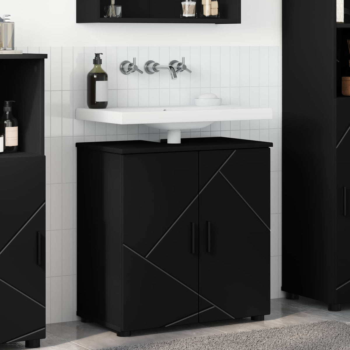 vidaXL Bathroom Cabinet Black 61 x 35 x 64 cm Engineered wood, Metal