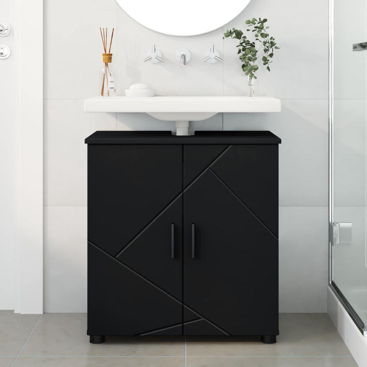 vidaXL Bathroom Cabinet Black 61 x 35 x 64 cm Engineered wood, Metal