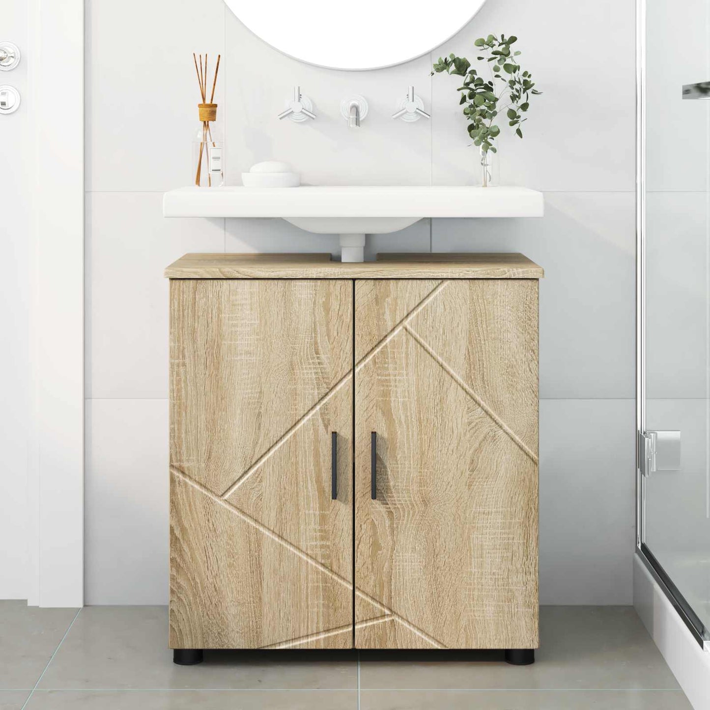 vidaXL Bathroom Cabinet with Storage Sonoma Oak 61 x 35 x 64 cm