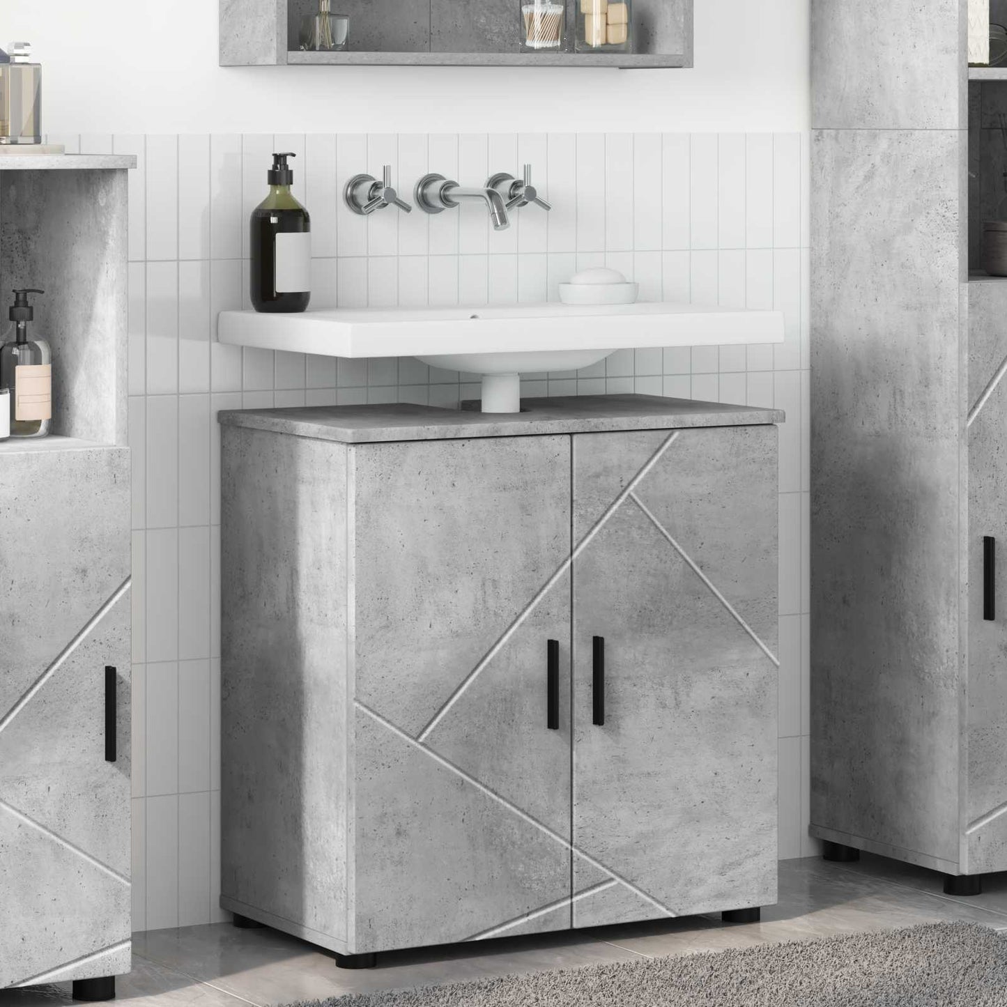 vidaXL Bathroom Cabinet with Storage Concrete Grey 61 x 35 x 64 cm
