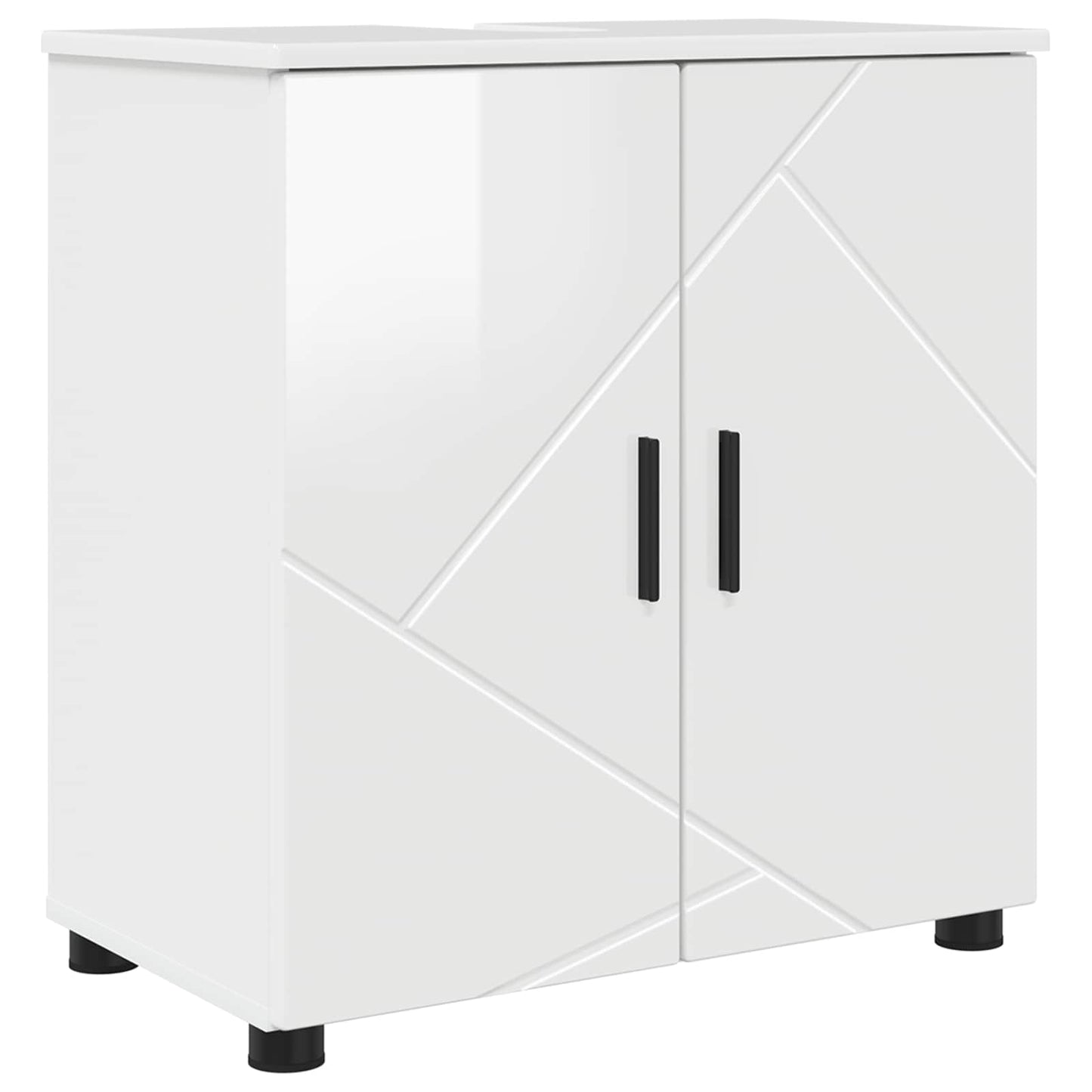 vidaXL Bathroom Cabinet with Storage High Gloss White 61 x 35 x 64 cm