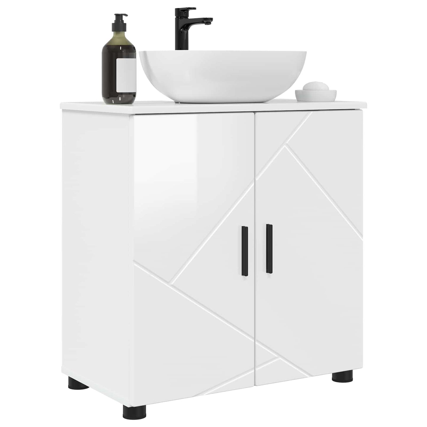 vidaXL Bathroom Cabinet with Storage High Gloss White 61 x 35 x 64 cm